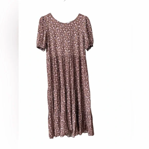 Aerie Garden Party Midi Dress Floral Relic Size M Puff Sleeve Tiered Cottagecore - Picture 3 of 12